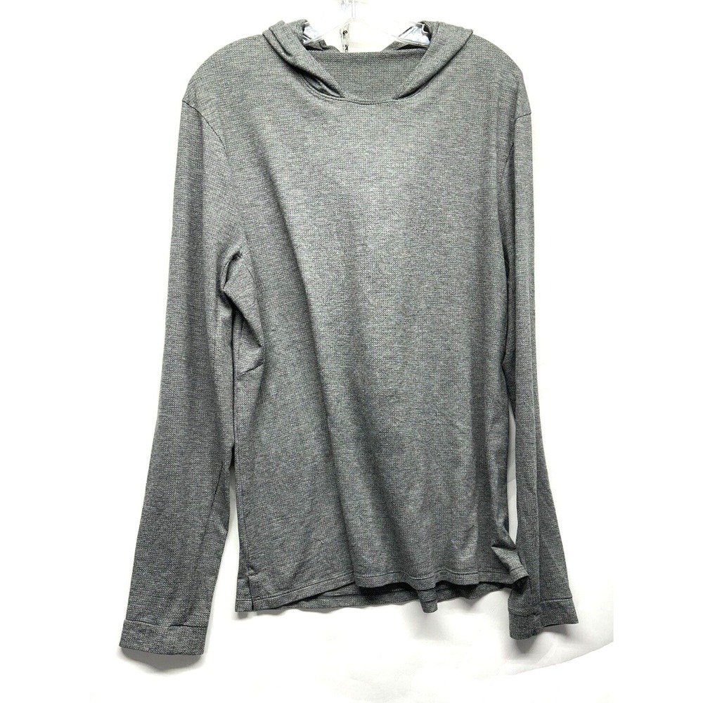 Lululemon Women's Grey Hooded Sz 6 Waffle Long Sleeve Pullover Shirt (C4)